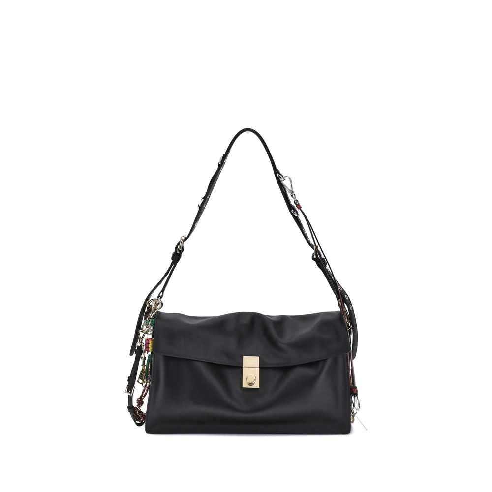 Prada Black Calf Leather Bos Taurus Shoulder Bag