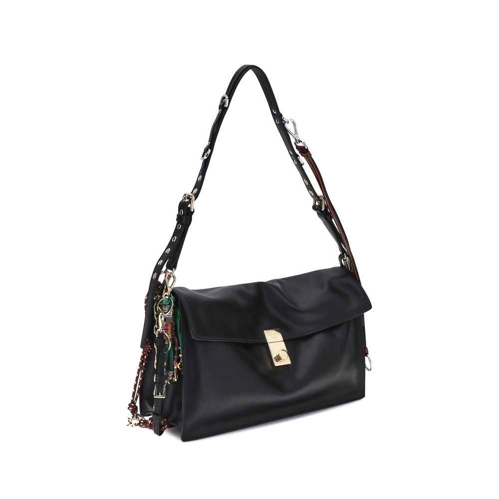 Prada Black Calf Leather Bos Taurus Shoulder Bag