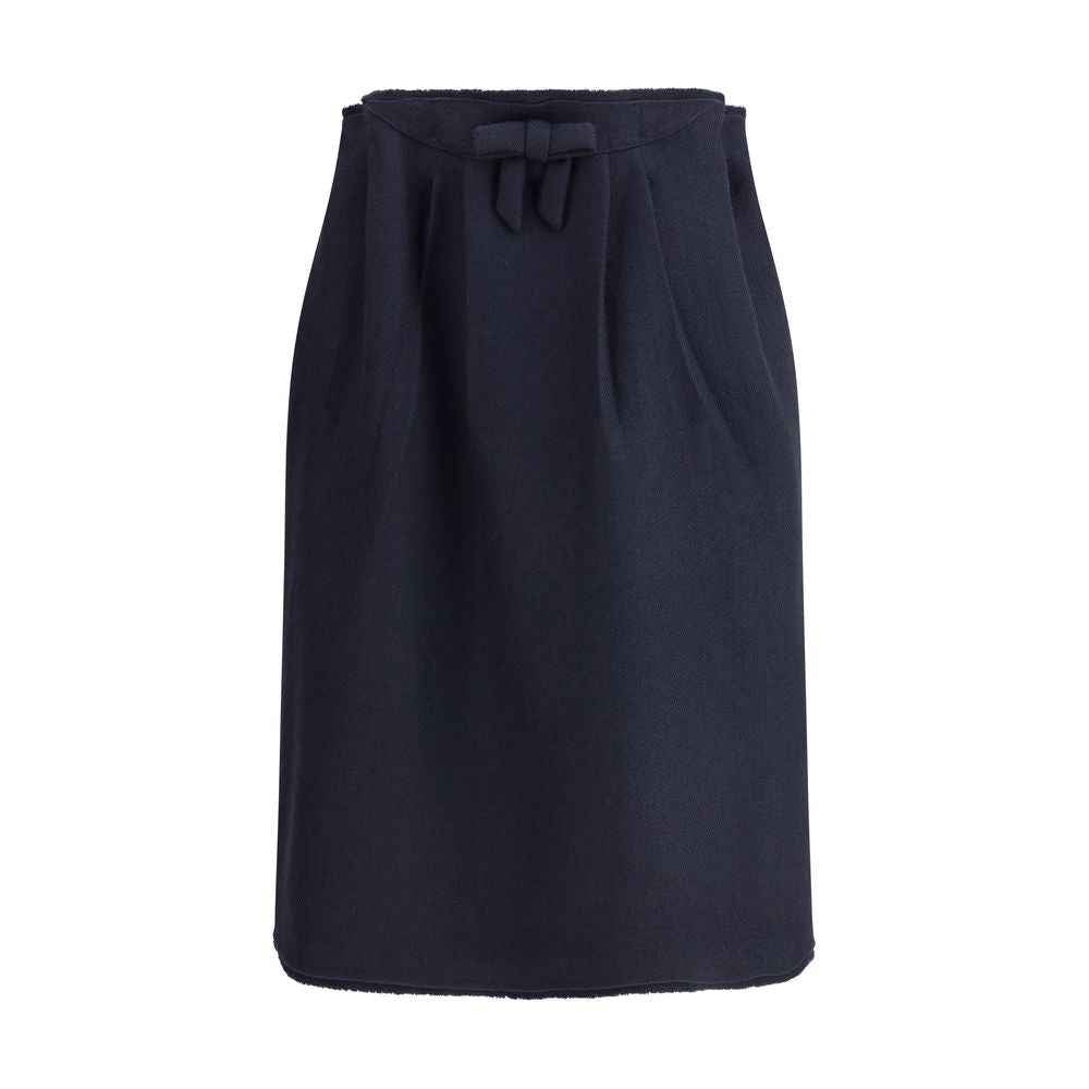 Prada Blue Fleece Wool Midi Skirt