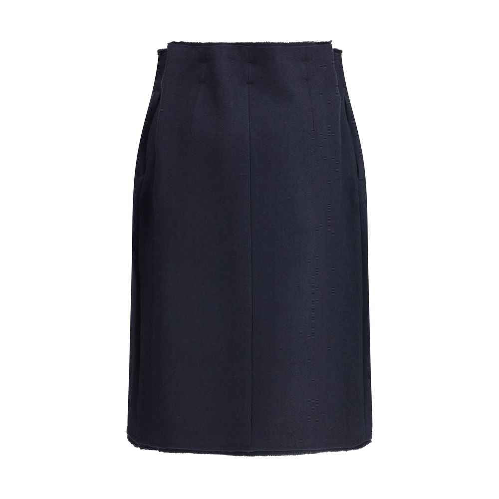 Prada Blue Fleece Wool Midi Skirt