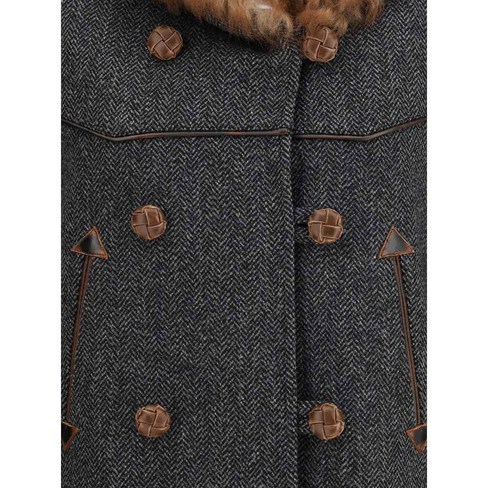 Prada Gray Fleece Wool Coat