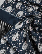 Dolce & Gabbana Navy Blue Silk Neck Wrap Shawl Men Scarf
