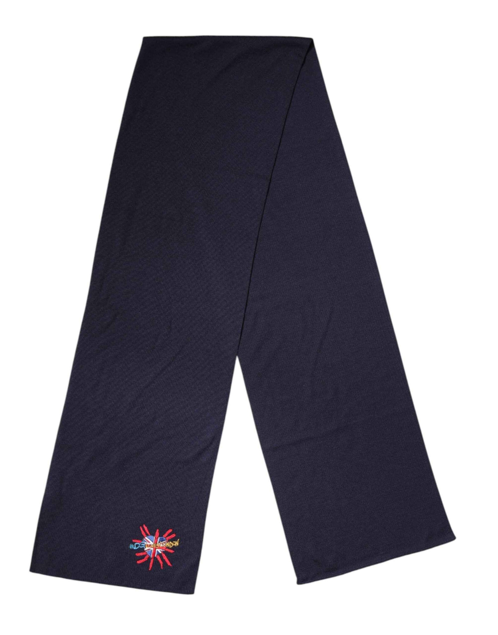 Dolce & Gabbana Blue Wool DG Loves London Neck Wrap Scarf