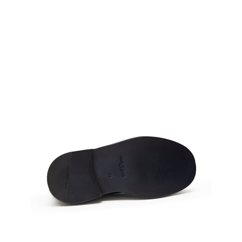 Dolce & Gabbana Black Leather Moccassin