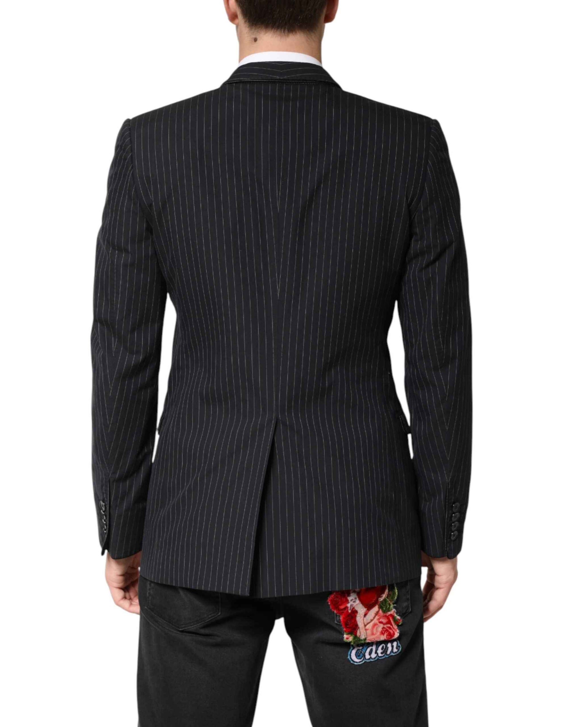 Dolce & Gabbana Black Stripes 1 Button Suit Jacket Blazer
