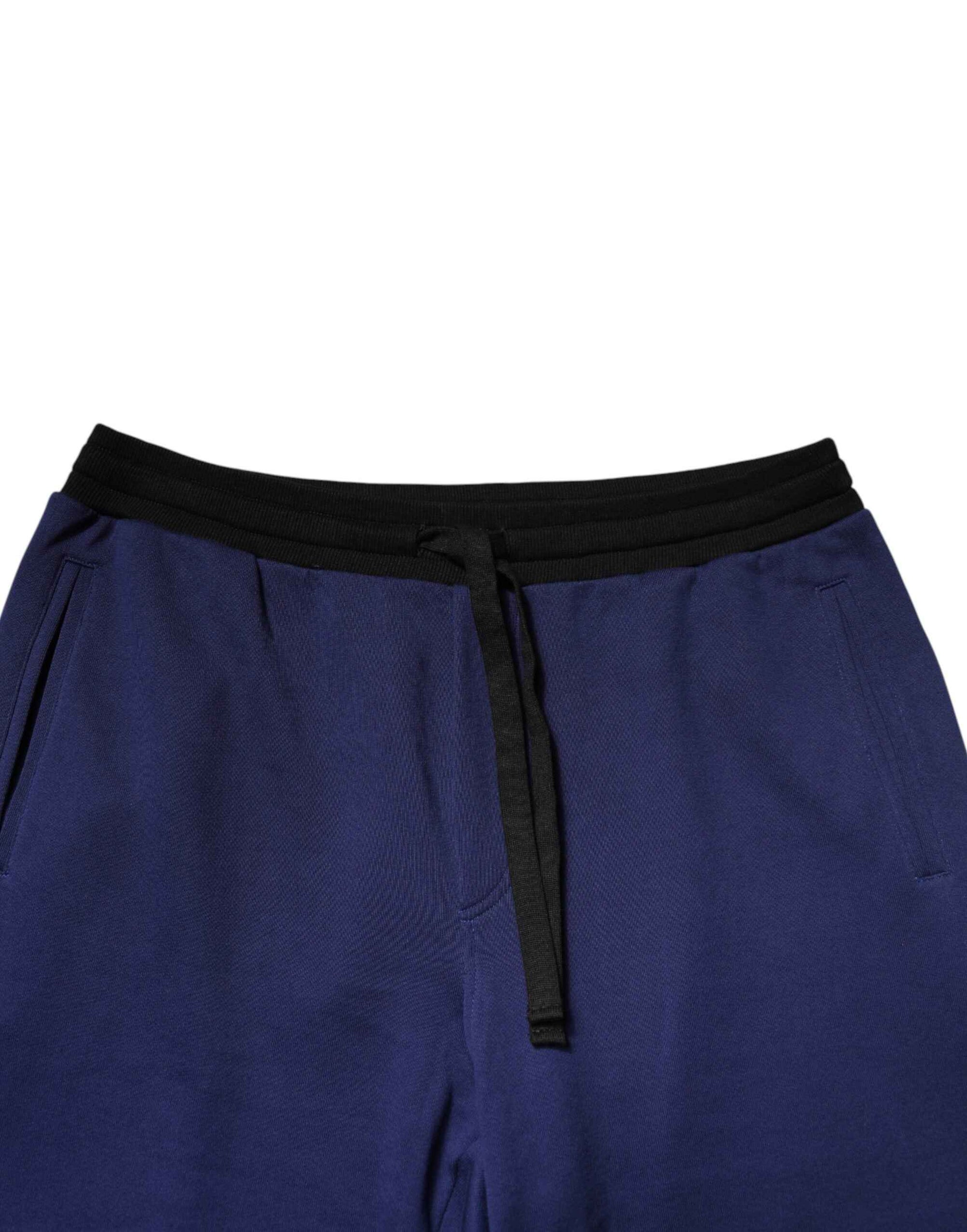 Dolce & Gabbana Blue Cotton Mid Waist Jogger Trousers Pants
