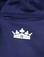 Dolce & Gabbana Blue Cotton Mid Waist Jogger Trousers Pants