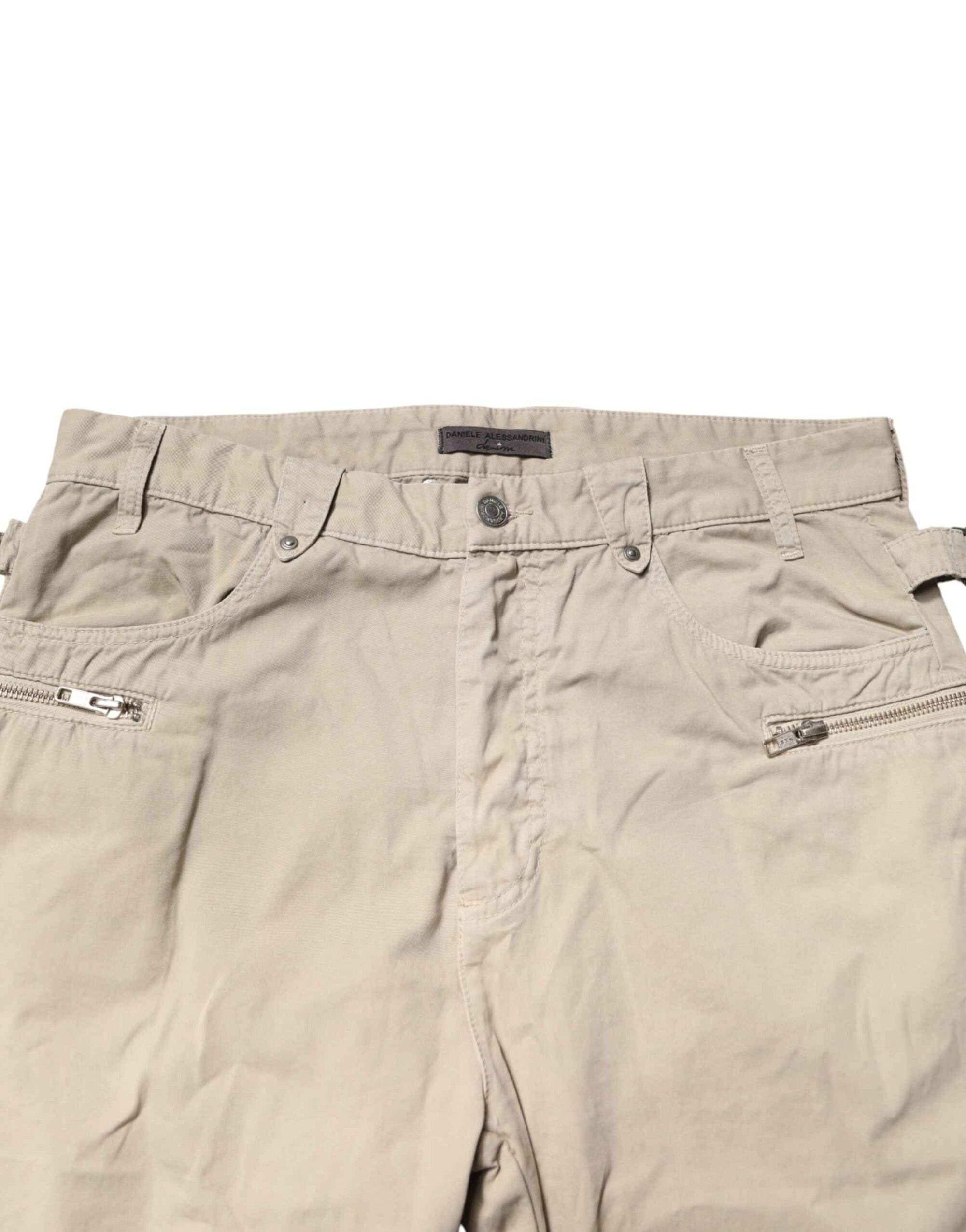 Daniele Alessandrini Beige Cotton Mid Waist Straight Men Denim Jeans