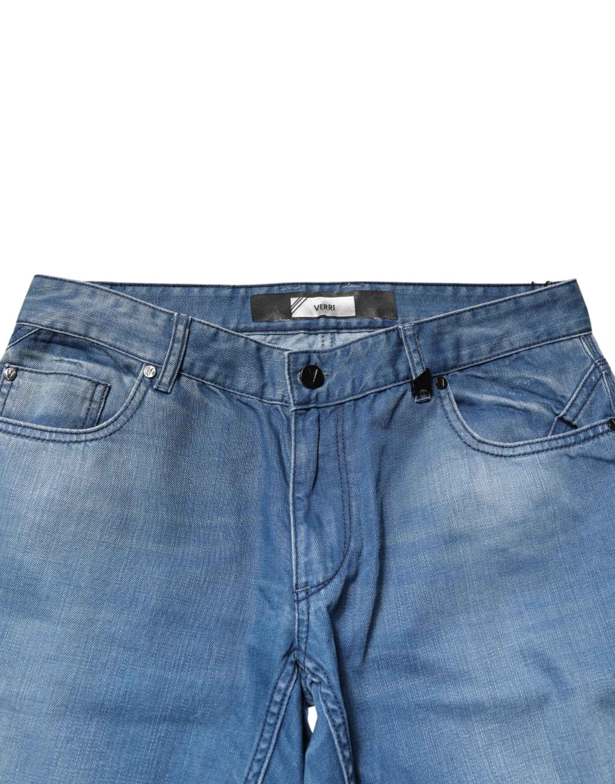 Verri Blue Washed Cotton Skinny Fit Men Denim Trouser Jeans