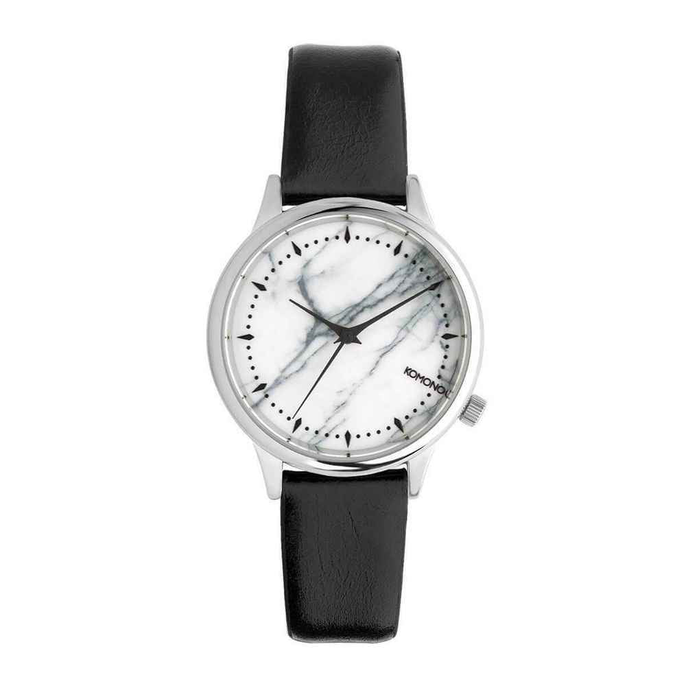 Komono Black Leather Dress Watch
