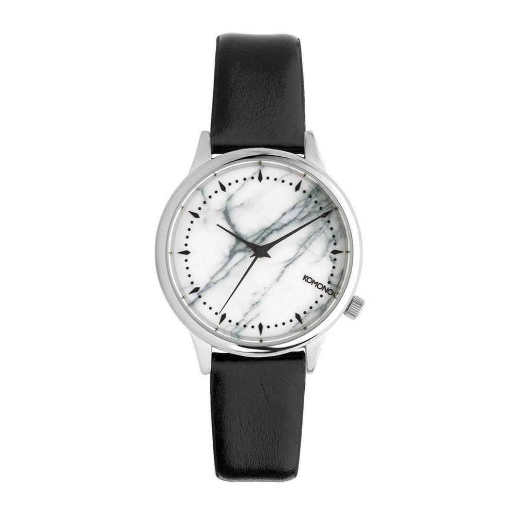 Komono Black Leather Dress Watch