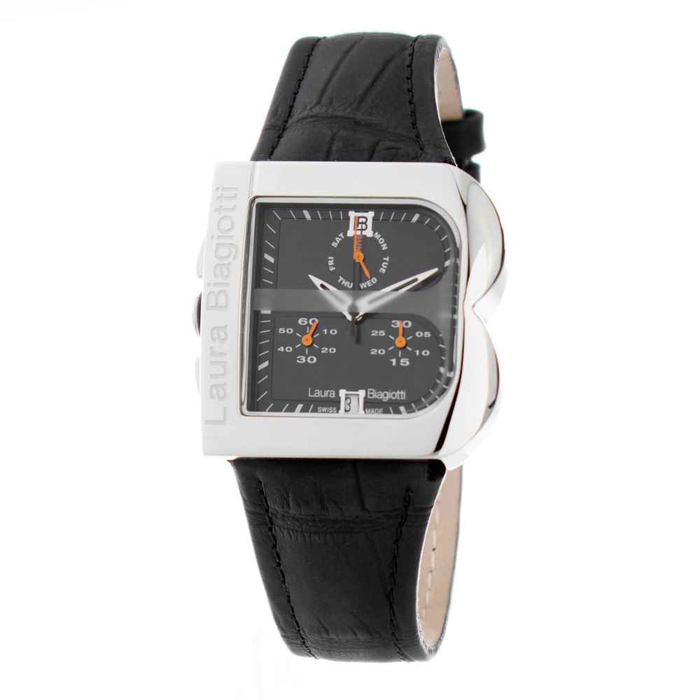 Laura Biagiotti Black Leather Dress Watch
