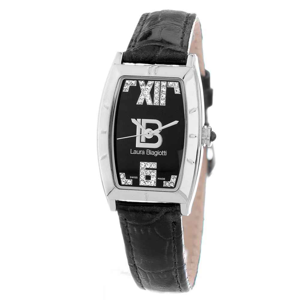Laura Biagiotti Black Leather Dress Watch
