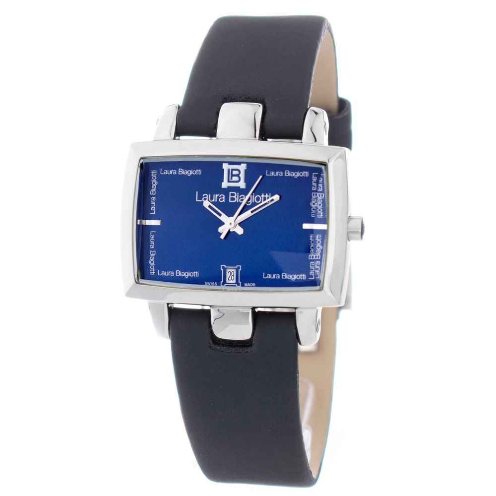 Laura Biagiotti Black Leather Dress Watch