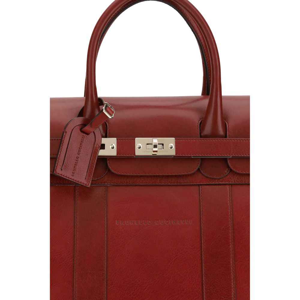Brunello Cucinelli Bordeaux Calf Leather Bos Taurus Luggage And Travel
