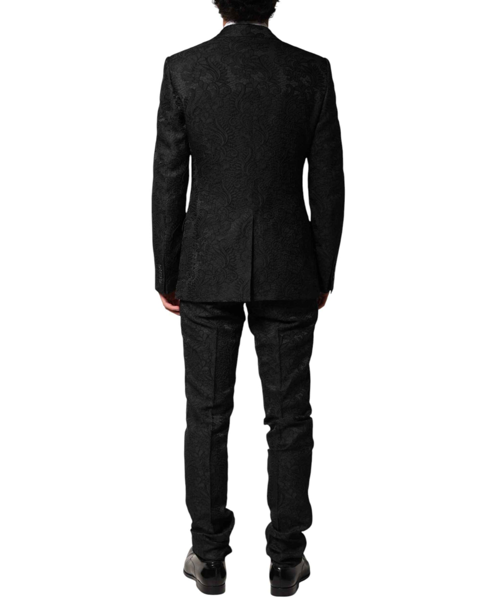 Dolce & Gabbana Black Brocade Single Breasted 2 Piece Suit