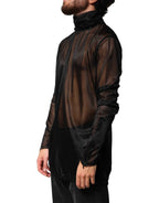 Dolce & Gabbana Black Sheer Long Sleeves Turtleneck Top