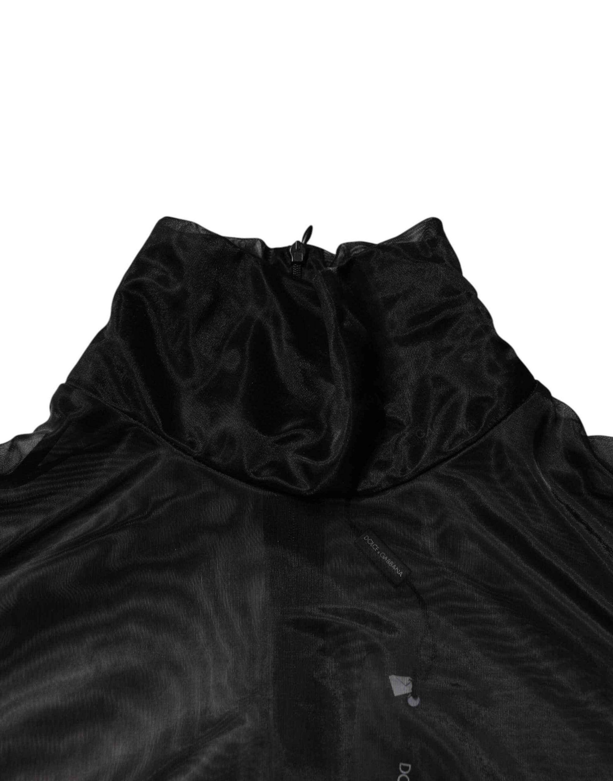 Dolce & Gabbana Black Sheer Long Sleeves Turtleneck Top