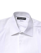 Dolce & Gabbana White Cotton GOLD Collared Dress Bib Formal Shirt