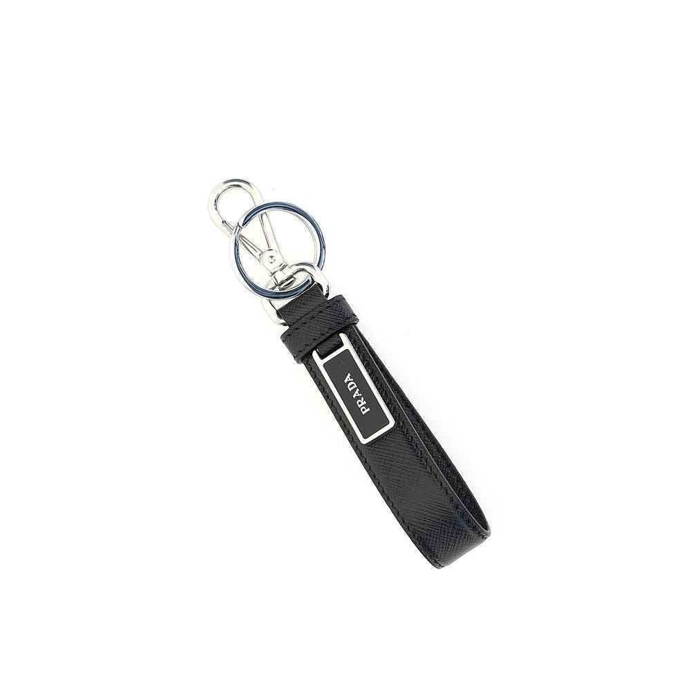 Prada Black Stainless Steel Keychain