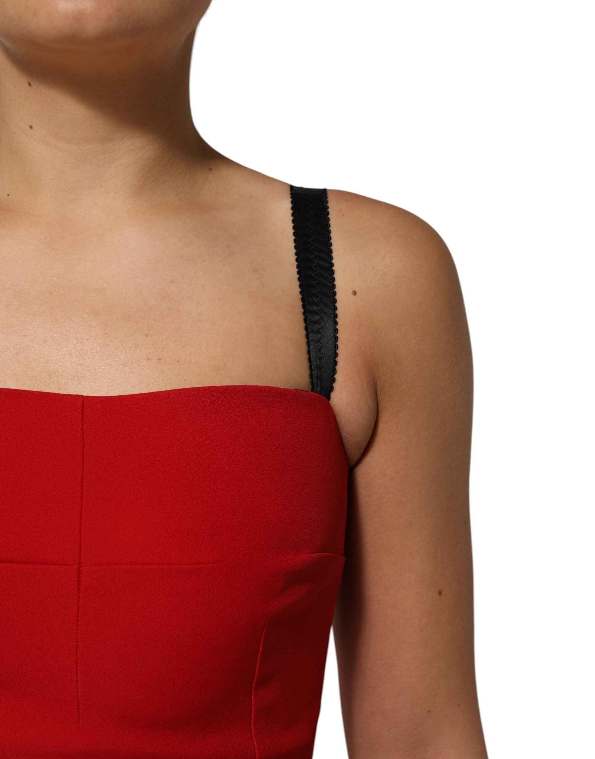 Dolce & Gabbana Red Stretch Bodycon Sheath Knee Length Dress