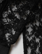 Dolce & Gabbana Black Lace Trim Cotton Sheath Midi Dress