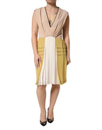 FILOS Multicolor Silk Deep V-neck Sleeveless Knee Length Dress