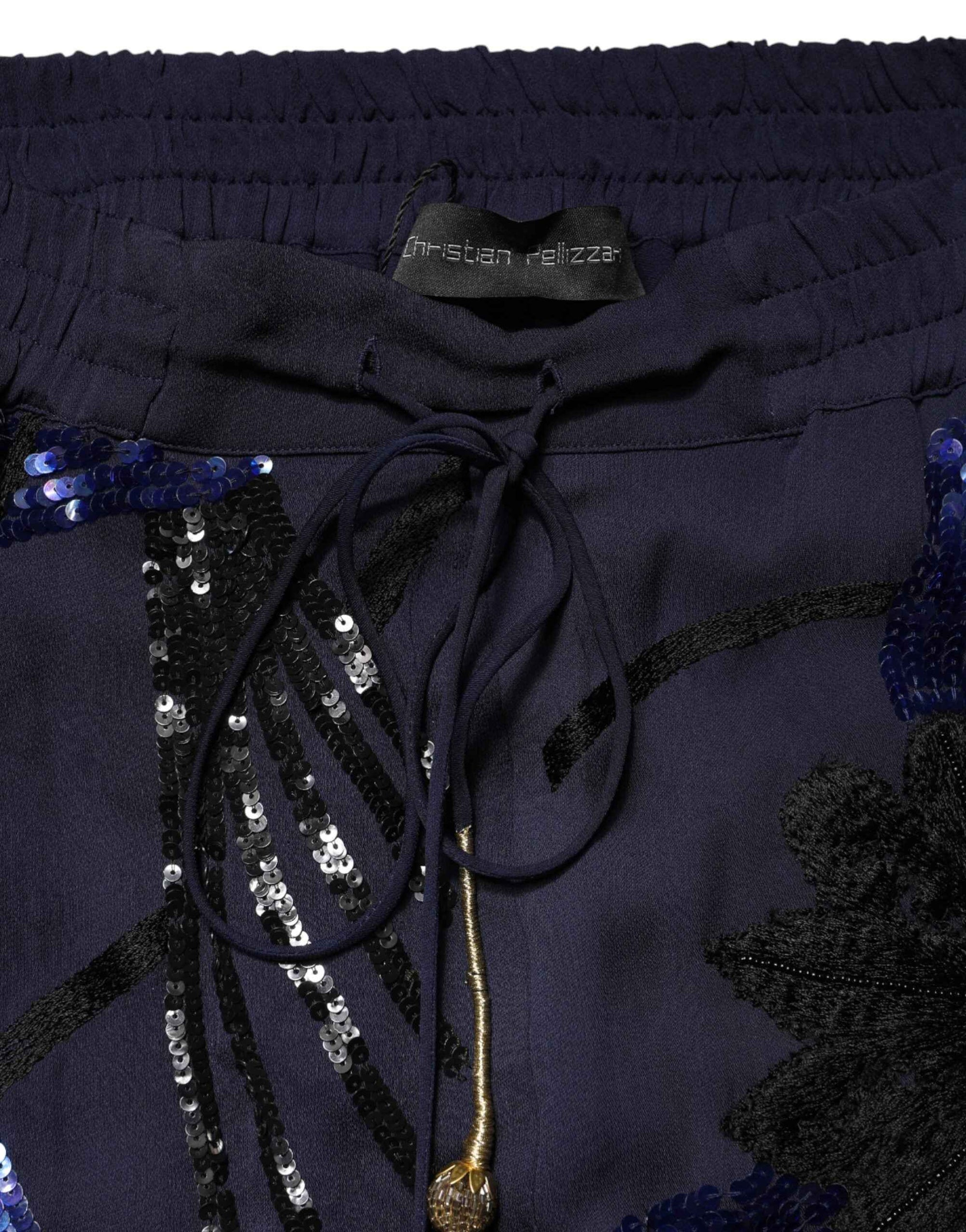 Christian Pellizzari Blue Sequined Tapered Trouser Pants