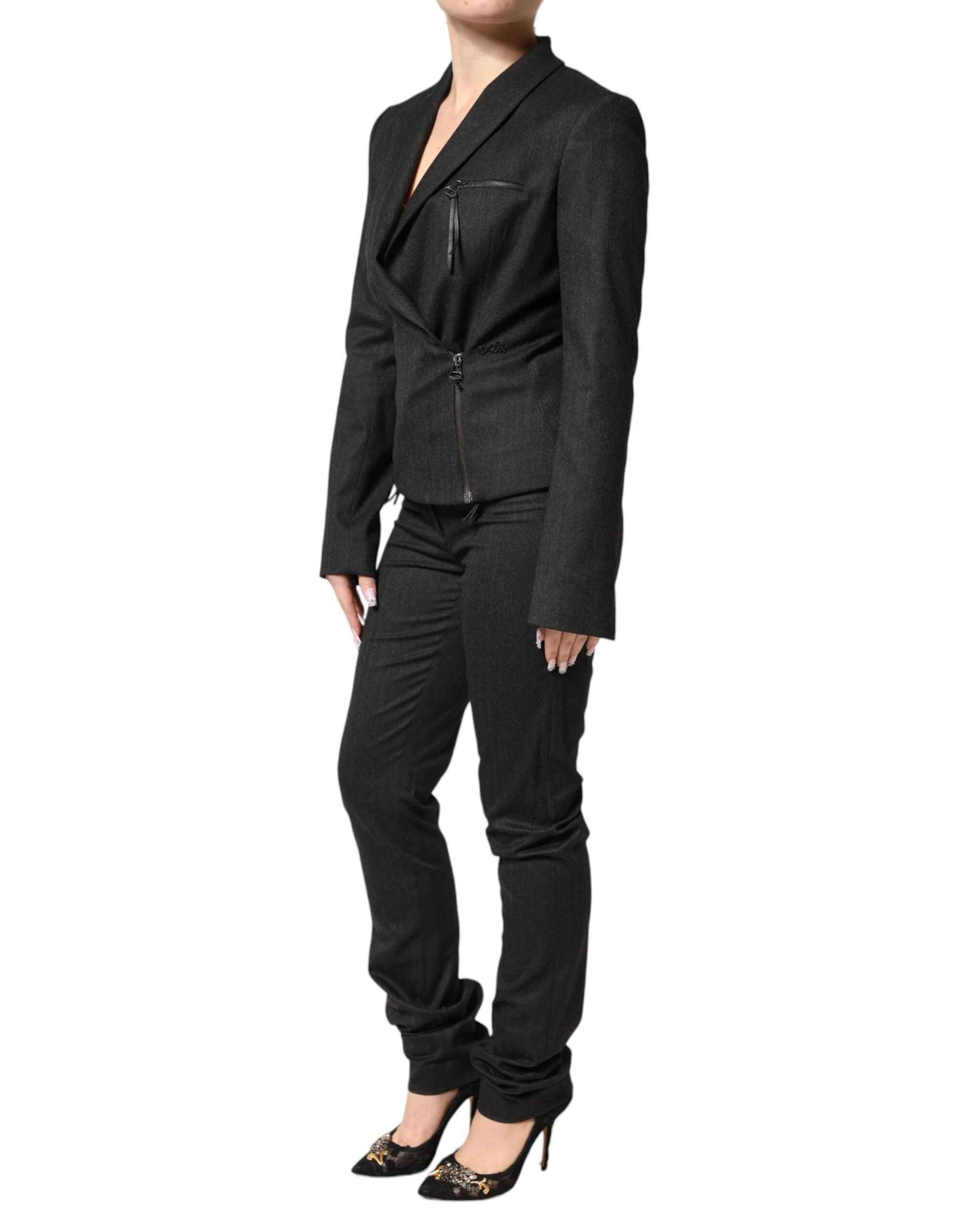 Exte Black Double Breasted Pants Blazer Jacket 2 Piece Suit