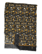Dolce & Gabbana Black Jazz Club Print Neck Wrap Shawl Scarf
