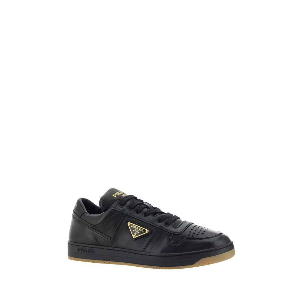 Prada Black Calf Leather Bos Taurus Low Top Sneakers