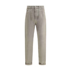 Brunello Cucinelli Bicolor Cotton Straight-Leg Jeans