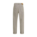 Brunello Cucinelli Bicolor Cotton Straight-Leg Jeans