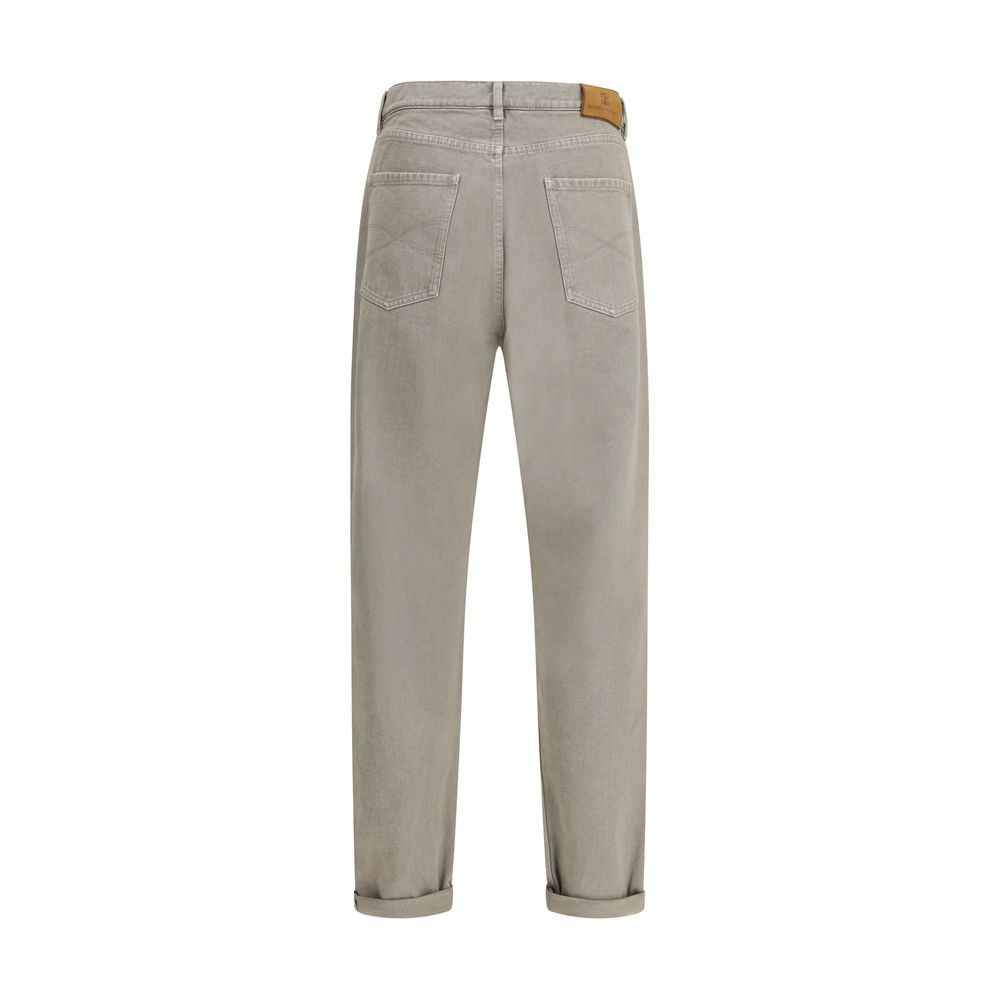 Brunello Cucinelli Bicolor Cotton Straight-Leg Jeans