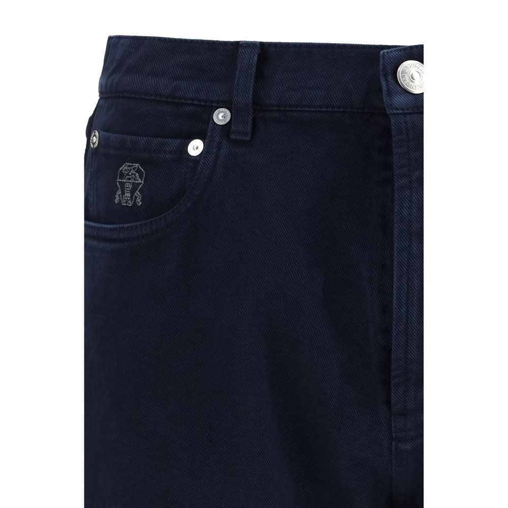 Brunello Cucinelli Blue Cotton Straight-Leg Jeans