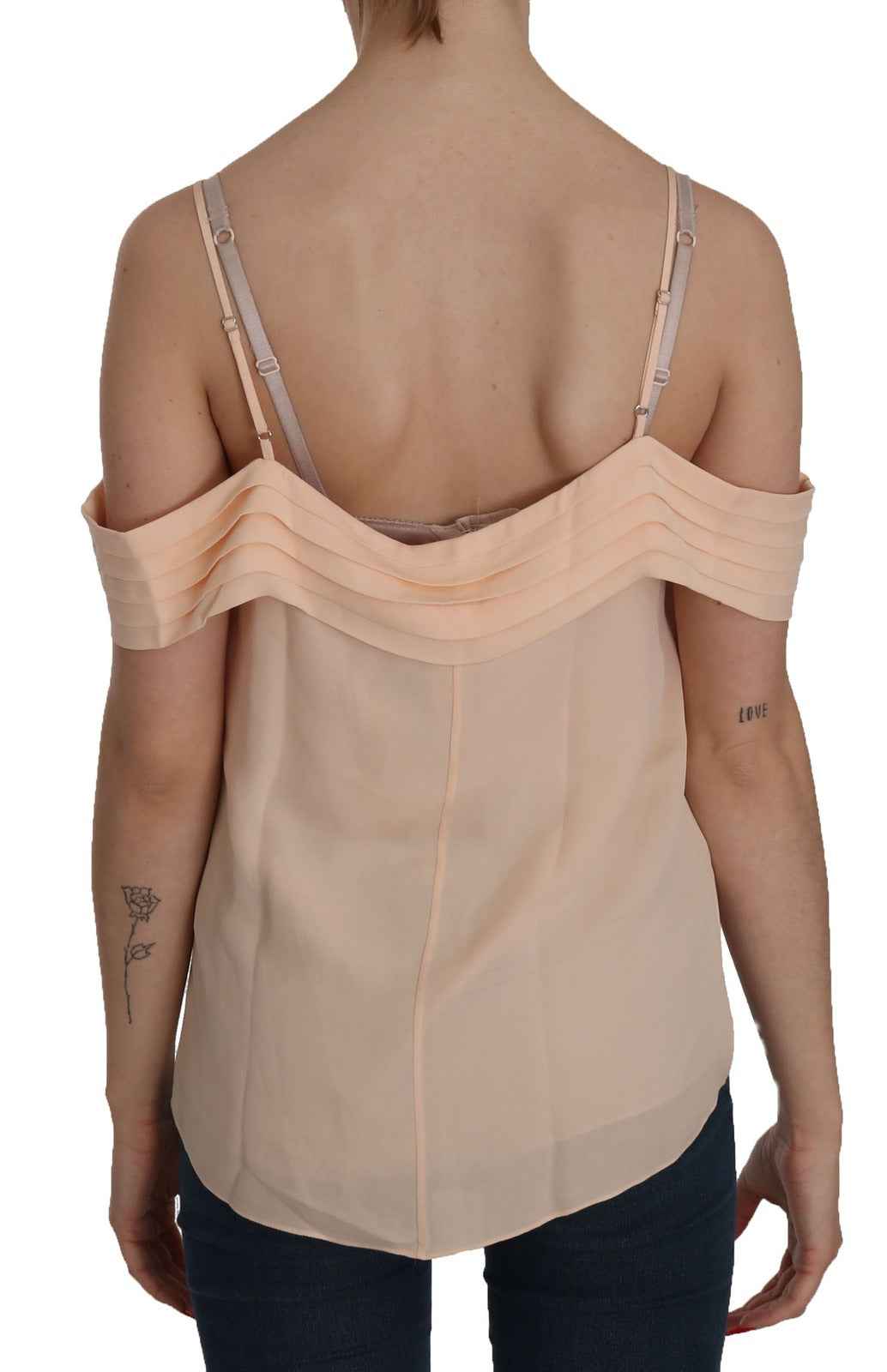 Alexander Wang Orange Off Shoulder Strap Square Neck Top Blouse