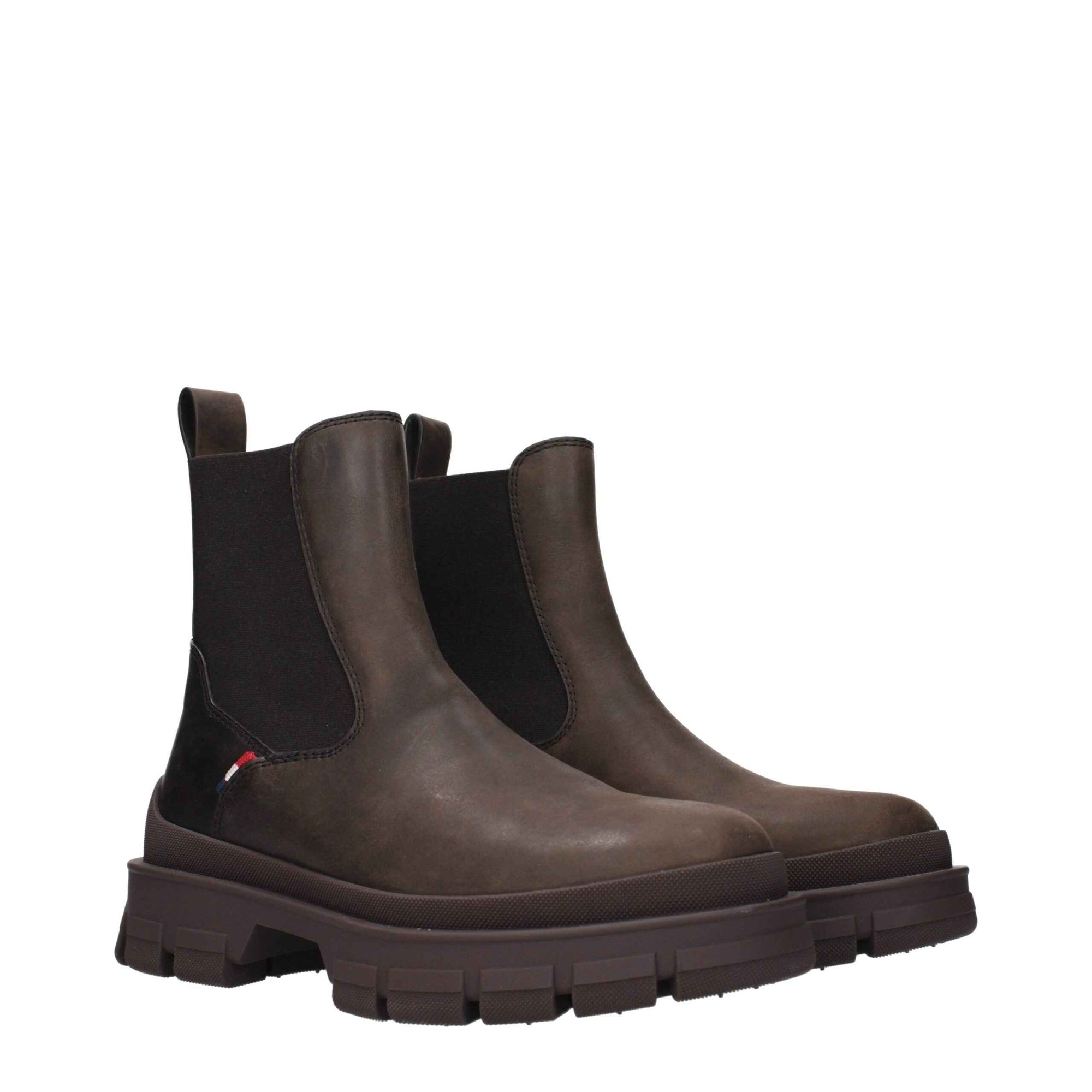 Moncler Brown Leather Ankle Boots