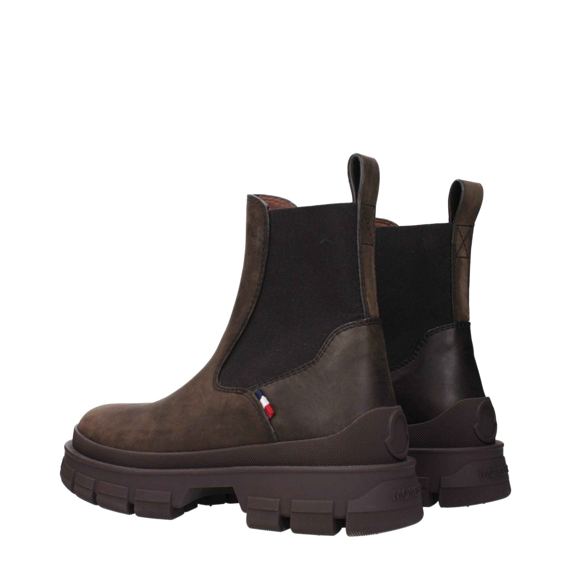 Moncler Brown Leather Ankle Boots