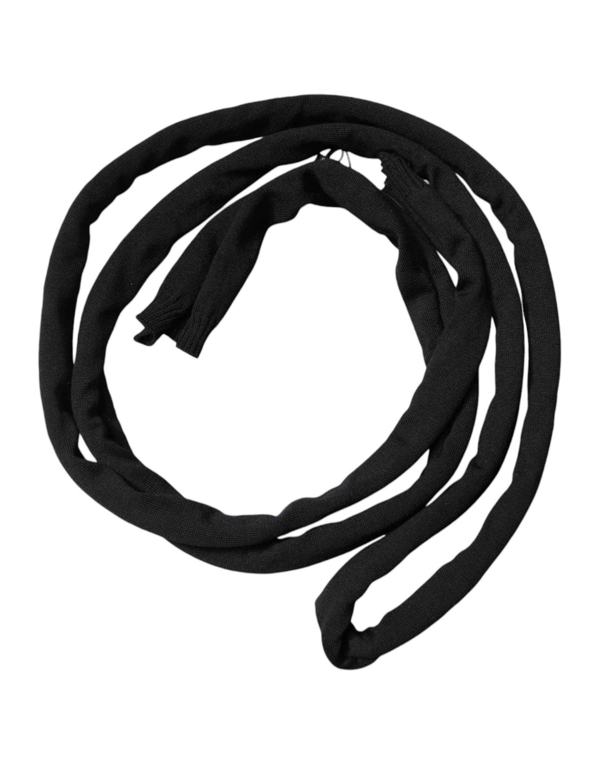 Dolce & Gabbana Black Wool Knitted Neck Wrap Shawl Men Scarf