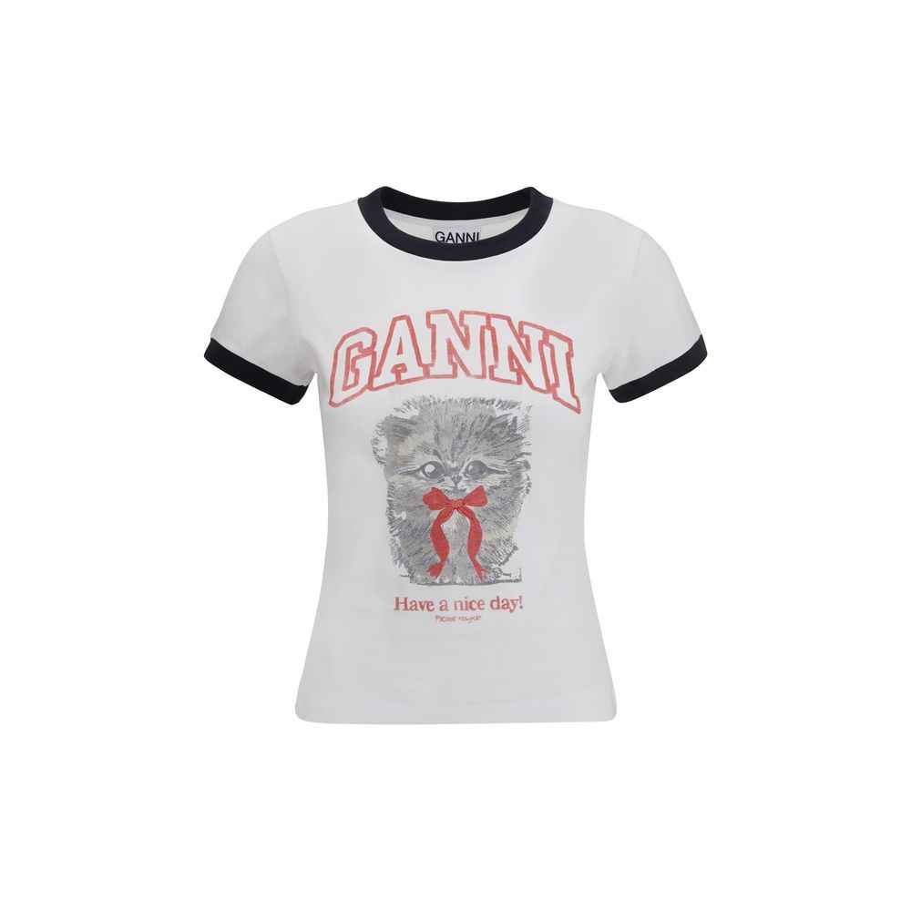 Ganni White Cotton T-Shirt