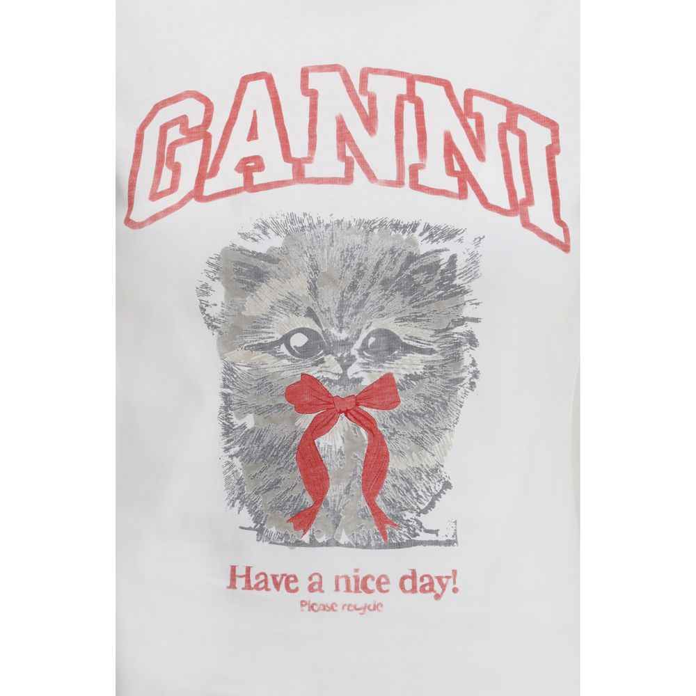 Ganni White Cotton T-Shirt