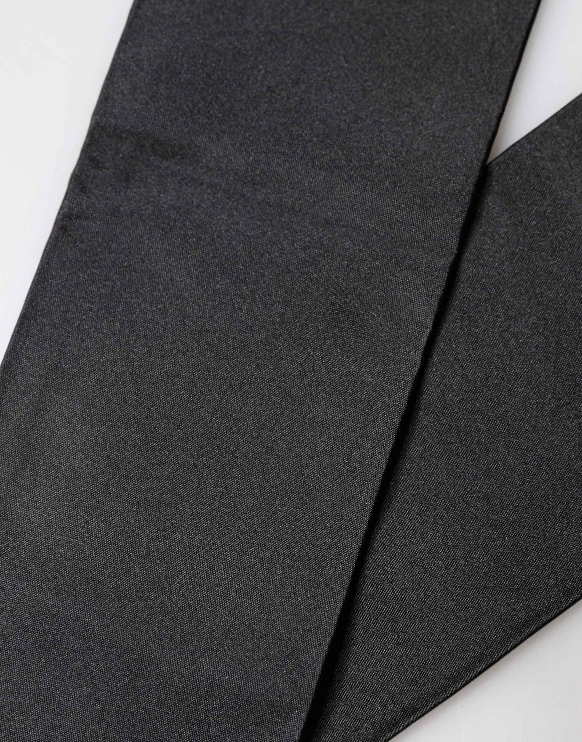 Dolce & Gabbana Black Silk Fringes Neck Wrap Foulard Scarf