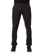 Sun68 Dark Brown Cotton Stretch Skinny Mid Waist Men Trouser Pants