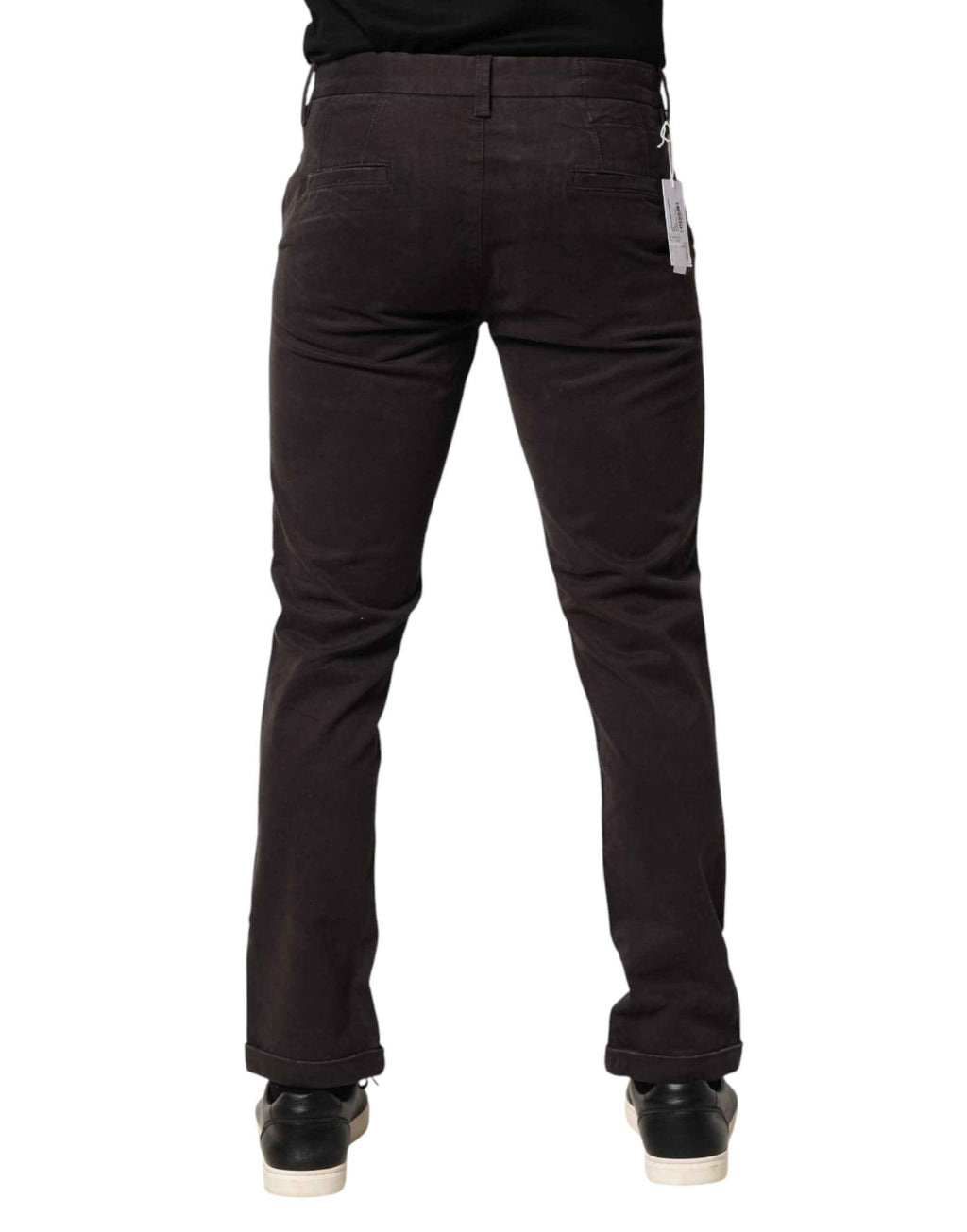 Sun68 Dark Brown Cotton Stretch Skinny Mid Waist Men Trouser Pants