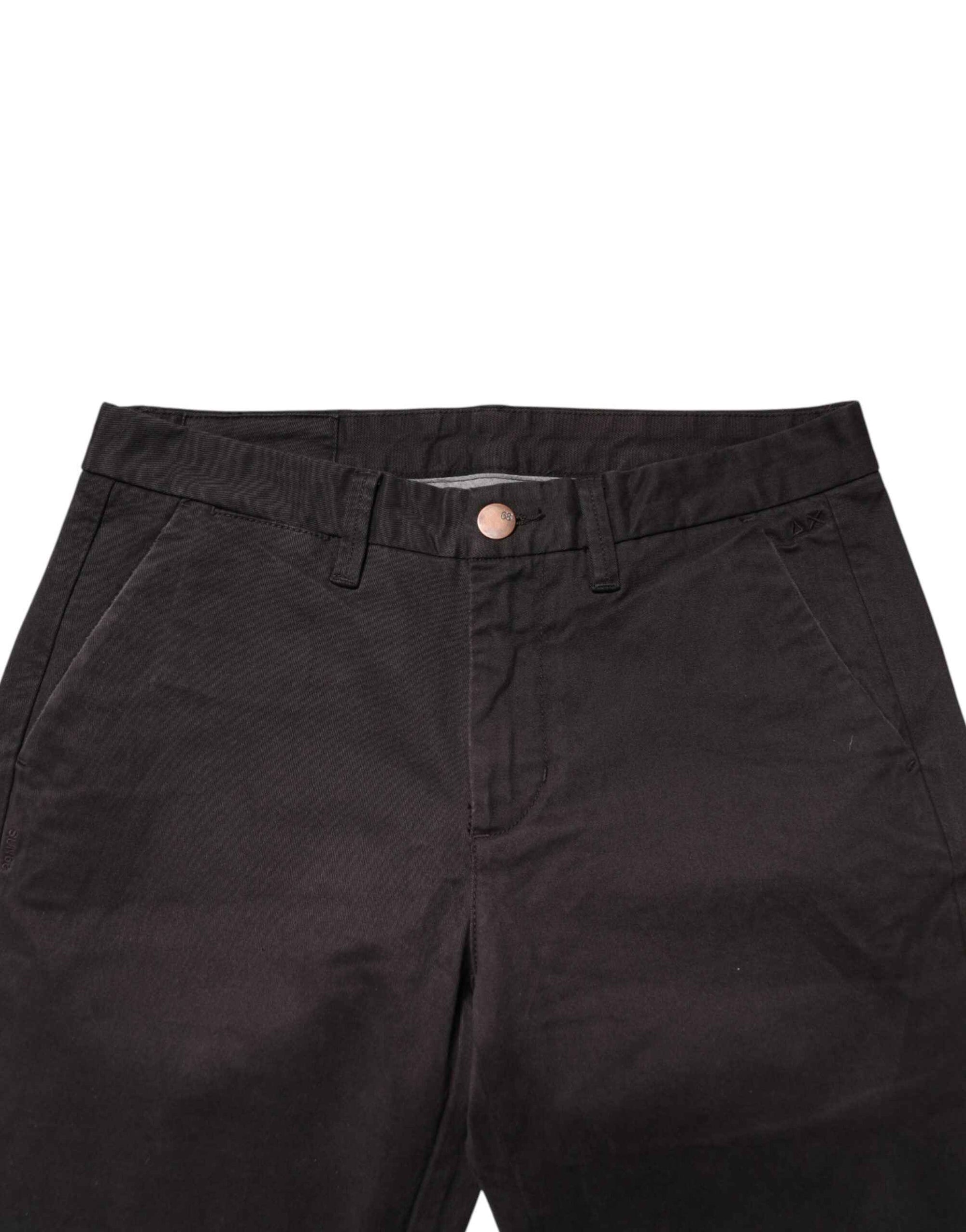 Sun68 Dark Brown Cotton Stretch Skinny Mid Waist Men Trouser Pants