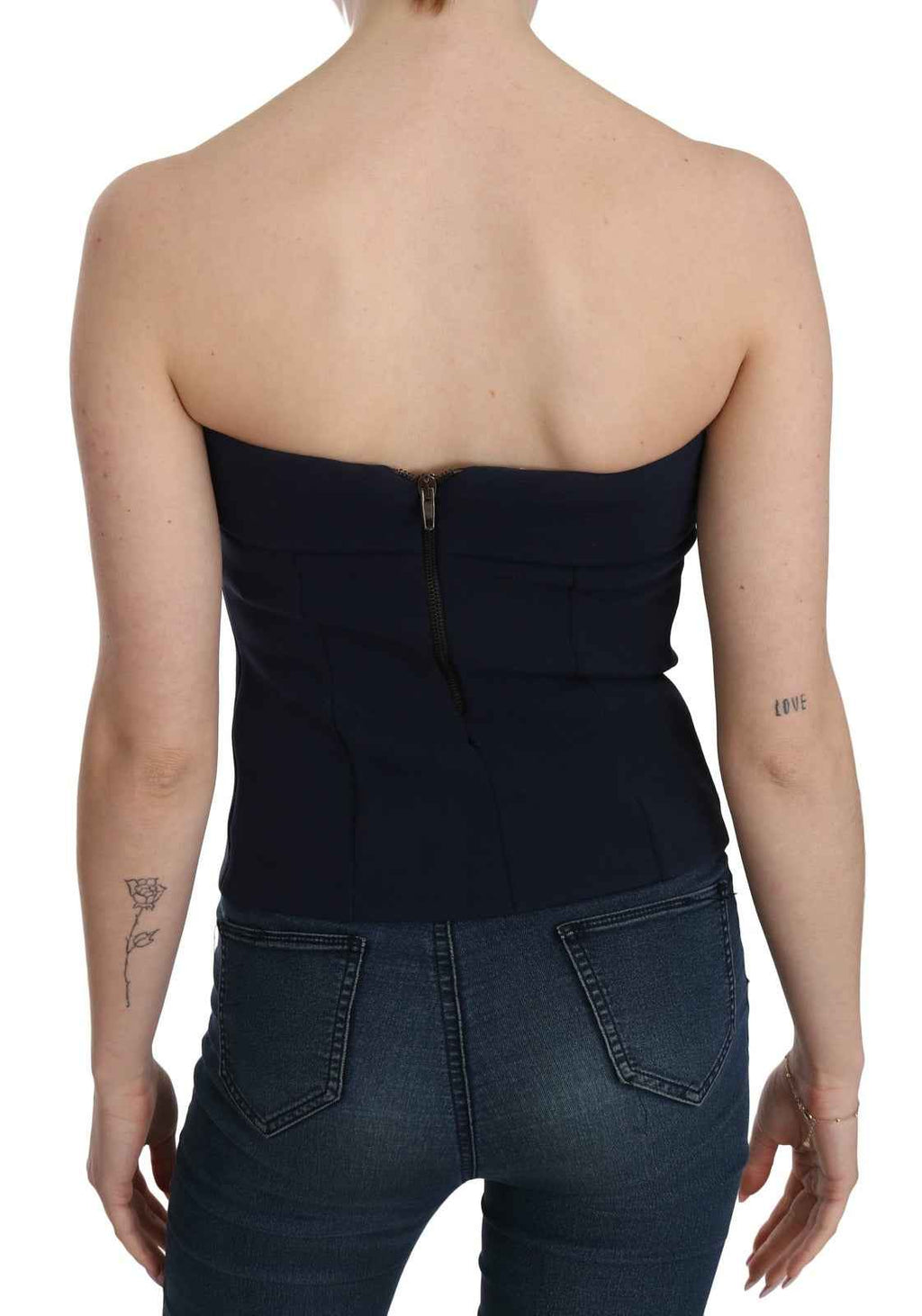 Costume National Strapless Zipper Back Tube Top Blouse