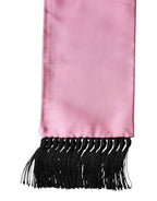 Dolce & Gabbana Pink Silk Fringes Neck Wrap Foulard Scarf