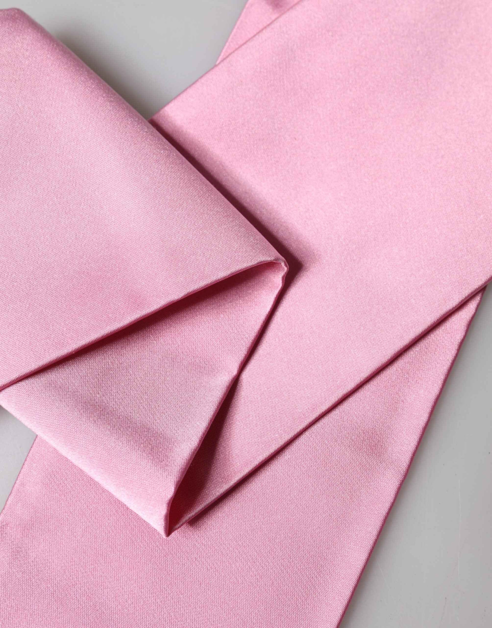 Dolce & Gabbana Pink Silk Fringes Neck Wrap Foulard Scarf