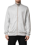 Dolce & Gabbana Light Gray Cotton Zipped Cardigan Sweater