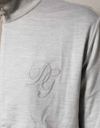 Dolce & Gabbana Light Gray Cotton Zipped Cardigan Sweater